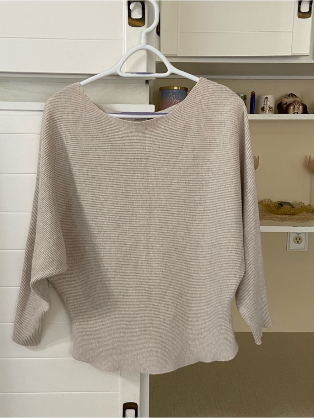 Soft Ribbed Cream Knit Boatneck Sweater
